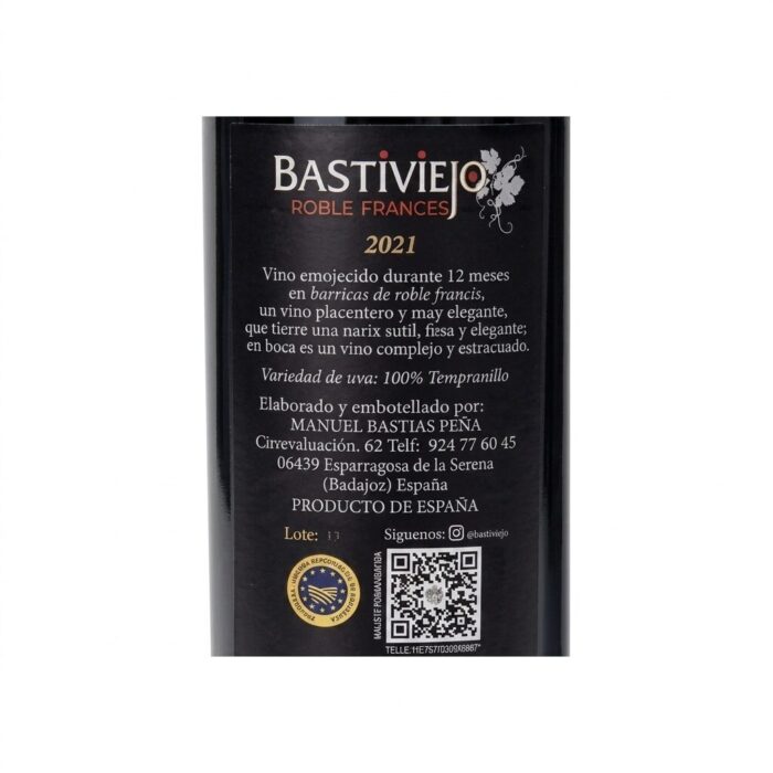 Vino tinto Tempranillo roble francés 2 Vino tinto Tempranillo roble francés 2